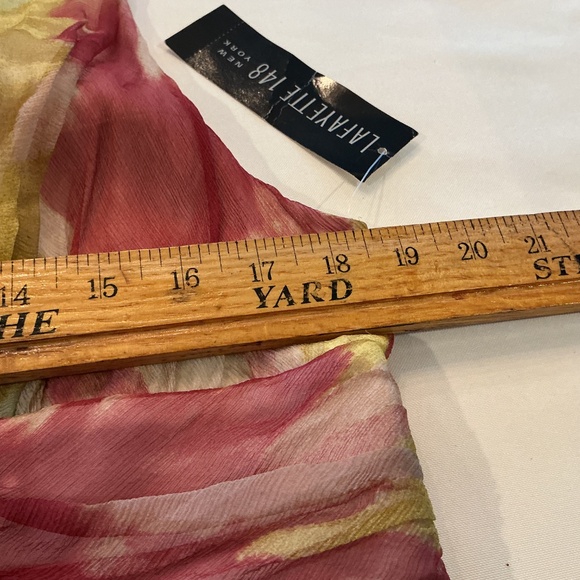 Lafayette 148 Sz 16 Silk Top Colorful Artsy Mesh Overlay Coquette Fairy Slimming - Picture 4 of 9